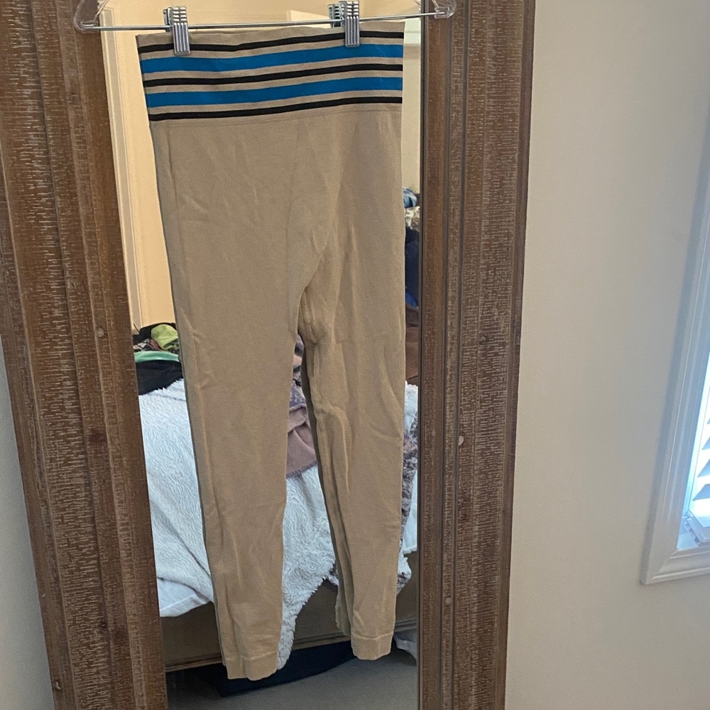 Urban Outfitters Tan Leggings with Blue and Black Stripes